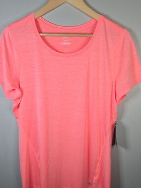 tek gear Women's Large Coral Performance Dry Tec Cap Sleeve Athletic T-Shirt NEW